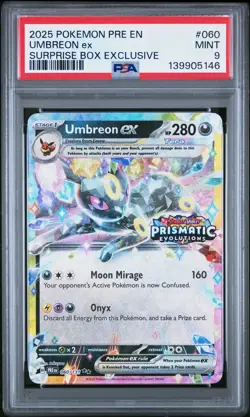 2025 POKEMON PRE EN-PRISMATIC EVOLUTIONS SURPRISE BOX EXCLUSIVE UMBREON EX PSA 9 - Image 1