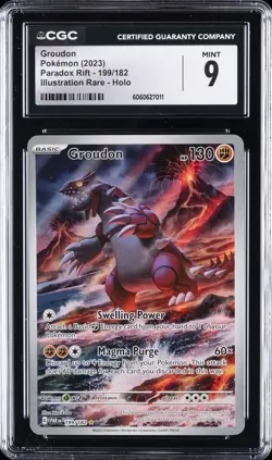 2023 POKEMON PARADOX RIFT ILLUSTRATION RARE HOLO #199/182 GROUDON CGC 9 - Image 1