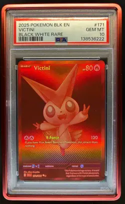 2025 Pokemon Black Bolt Victini and White Rare #171/086 PSA 10 - Image 1