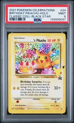 2021 POKEMON CELEBRATIONS CLASSIC COLL #24 BIRTHDAY PIKACHU-HOLO PSA 9 - Image 1