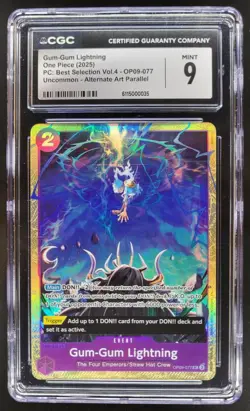 2025 ONE PIECE CCG GUM-GUM LIGHTNING ALT ART OP09-077 CGC 9 TL3 - Image 1