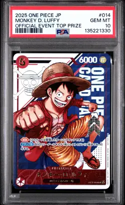 2025 ONE PIECE JPN PROMOS OFFICIAL EVENT TOP PRIZE #014 MONKEY D. LUFFY PSA 10 - Image 1