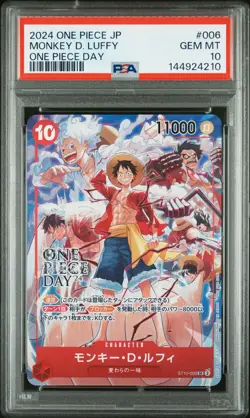 2024 ONE PIECE JPN PROMOS ONE PIECE DAY #006 MONKEY D. LUFFY PSA 10 - Image 1