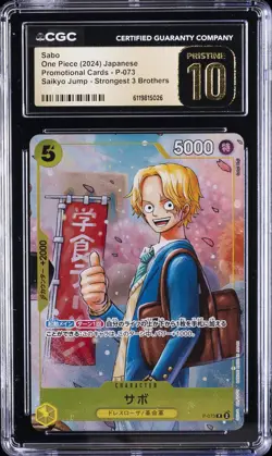 2024 ONE PIECE JPN STRONGEST 3 BROS #P-073 SABO CGC 10 PRISTINE - Image 1
