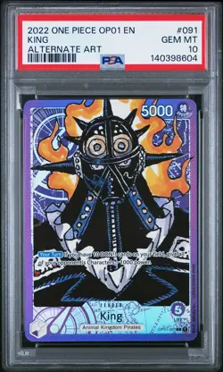 2022 ONE PIECE OP01-ROMANCE DAWN ALTERNATE ART #091 KING PSA 10 - Image 1