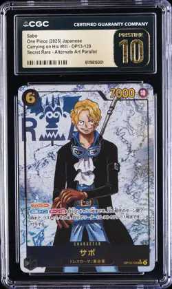 2025 ONE PIECE JPN CARRYING ON HIS WILL SECRET RARE SABO CGC 10 PRISTINE - Image 1
