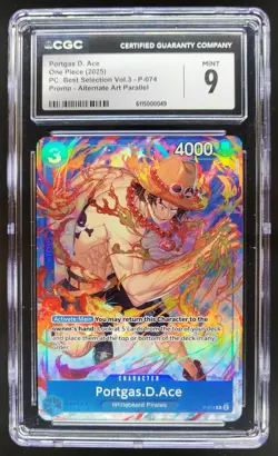 2025 ONE PIECE CCG PORTGAS.D.ACE ALTERNATE ART P-074 CGC 9 TL3 - Image 1