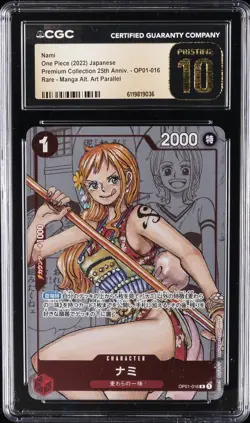 2022 ONE PIECE JAPANESE MANGA ALTERNATE ART #OP01-016 NAMI CGC 10 PRISTINE - Image 1