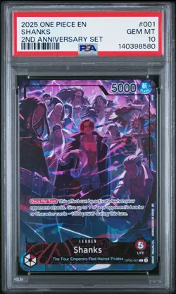 2025 ONE PIECE ENGLISH VERSION 2ND ANV SET #001 SHANKS PSA 10 - Image 1