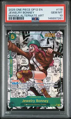 2025 ONE PIECE MANGA ALTERNATE ART OP12-118 JEWELRY BONNEY PSA 10 - Image 1