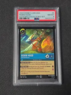 PSA 8 Robin Hood Unrivaled Archer #6 Disney Lorcana D23 Expo Collector's Set - Image 1