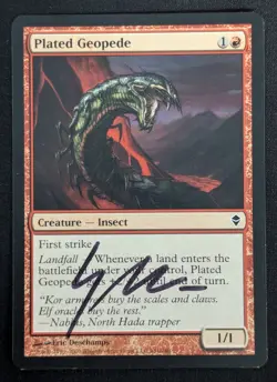 MTG Plated Geopede- Signed -Zendikar Magic the Gathering Card # 141 - Image 1