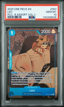 2025 ONE PIECE PREMIUM CARD COLL -6 ASSORT VOL.1- #057 LEO PSA 10 - Image 1