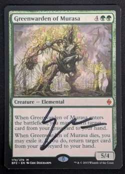MTG Greenwarden of Murasa- Signed -Battle for Zendikar Magic Card # 174 - Image 1