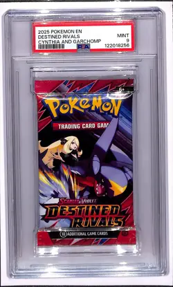 2025 Pokemon Scarlet & Violet Destined Rivals Cynthia Garchomp Sealed Pack PSA 9 - Image 1