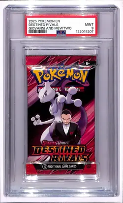 2025 Pokemon Scarlet & Violet Destined Rivals Giovanni Mewtwo Sealed Pack PSA 9 - Image 1