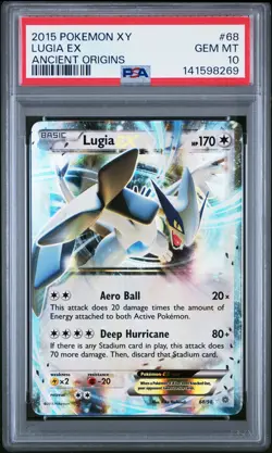 2015 POKEMON XY ANCIENT ORIGINS #68 LUGIA EX PSA 10 - Image 1
