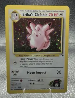 Pokemon TCG Erika's Clefable Gym Heroes Holo Rare Card 3/132 - Image 1