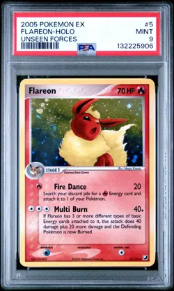Pokemon Flareon 5/115 - PSA 9 MINT - Unseen Forces Holo Vintage rare! - Image 1