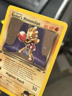 Rocket's Hitmonchan 1st Edition Holo Gym Heroes 11/132 Swirl WOTC Pokemon - Image 3