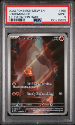 2023 POKEMON MEW EN-151 ILLUSTRATION RARE #168 CHARMANDER PSA 9 - Image 1