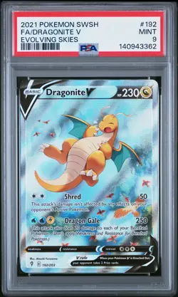 2021 POKEMON SWORD & SHIELD EVOLVING SKIES #192 FULL ART/DRAGONITE V PSA 9 - Image 1