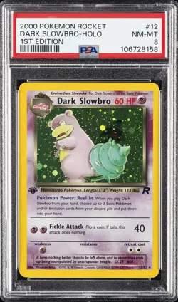 2000 POKEMON ROCKET 1ST EDITION #12 DARK SLOWBRO-HOLO PSA 8 - Image 1