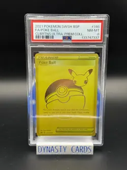 2021 Pokemon Celebrations UPC Full Art Gold Poke Ball Promo PSA 8 - Image 1
