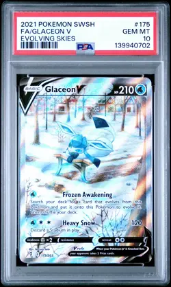 2021 POKEMON SWORD & SHIELD EVOLVING SKIES #175 FULL ART/GLACEON V PSA 10 - Image 1