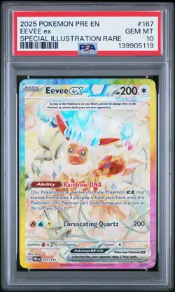 2025 POKEMON PRE SPECIAL ILLUSTRATION RARE #167 EEVEE EX PSA 10 - Image 1