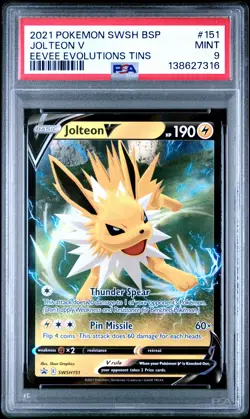 2021 POKEMON SWSH BLACK STAR PROMO EEVEE EVOLUTIONS TINS #151 JOLTEON V PSA 9 - Image 1