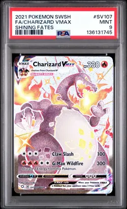 2021 POKEMON SWORD & SHIELD SHINING FATES #SV107 FULL ART/CHARIZARD VMAX PSA 9 - Image 1