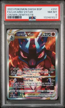 2023 POKEMON SWSH BLACK STAR PROMO #291 FULL ART/LUCARIO VSTAR PSA 8 - Image 1