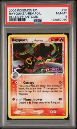 2006 POKEMON EX HOLON PHANTOMS #26 RAYQUAZA-REVERSE FOIL PSA 8 - Image 1