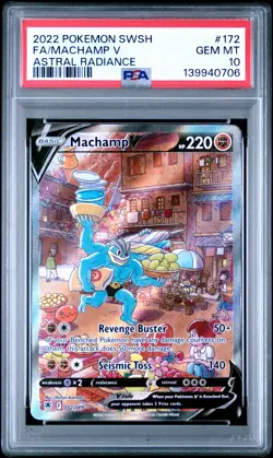 2022 POKEMON SWORD & SHIELD ASTRAL RADIANCE #172 FULL ART/MACHAMP V PSA 10 - Image 1