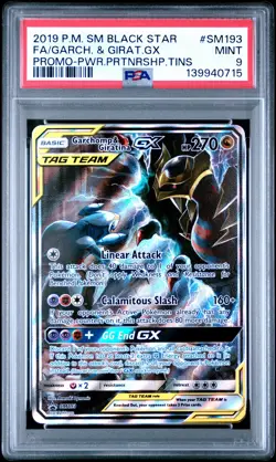 2019 POKEMON SM POWER PARTNERSHIP TINS FULL ART/GARCHOMP & GIRATINA GX PSA 9 - Image 1