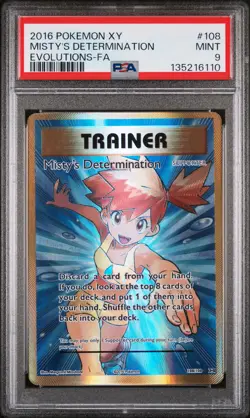 2016 POKEMON XY EVOLUTIONS #108 FULL ART/MISTY'S DETERMINATION PSA 9 - Image 1