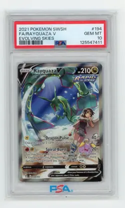 PSA 10 Rayquaza V Full Alt Art 194/203 Evolving Skies Pokemon - Image 1