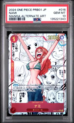 2024 ONE PIECE JPN MANGA ALT ART PRB01-016 ONE PIECE CARD THE BEST NAMI PSA 10 - Image 1