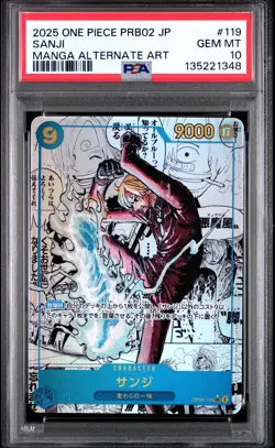 2025 ONE PIECE JAPANESE PRB02 MANGA ALTERNATE ART #119 SANJI PSA 10 - Image 1