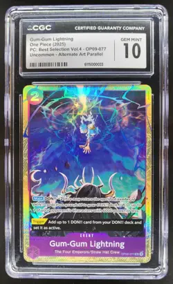2025 ONE PIECE CCG GUM-GUM LIGHTNING ALT ART OP09-077 CGC 10 TL3 - Image 1