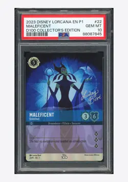 Disney Lorcana PSA 10 Maleficent 2023 22/P1 D100 Collector's Edition English - Image 1