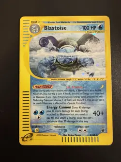 Pokemon 2002 Expedition eReader Blastoise Holo Foil Rare Card #4/165 - Image 1