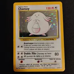 Chansey 3/102 -Vintage Holo Pokemon Card- Base Set - SPANISH - LP - Image 1