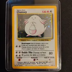 Chansey 3/102 -Vintage Holo Pokemon Card- Base Set - SPANISH - LP - Image 2