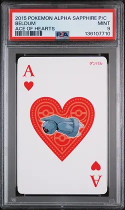 2015 POKEMON ALPHA SAPPHIRE PLAYING CARDS ACE OF HEARTS BELDUM PSA 9 - Image 1