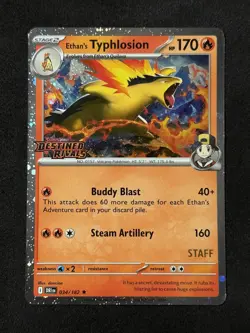Pokemon Destined Rivals #034/182 Ethan's Typhlosion Prerelease Staff - Image 1