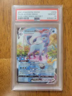 Pokemon Glaceon VMAX Evolving Skies Secret Rare Full Alt Art #209 PSA 10 - Image 1