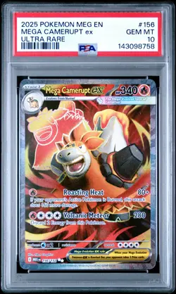 2025 POKEMON MEG EN-MEGA EVOLUTION ULTRA RARE #156 MEGA CAMERUPT EX PSA 10 - Image 1