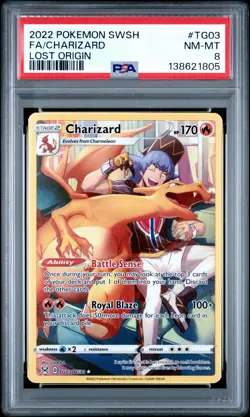 2022 POKEMON SWORD & SHIELD LOST ORIGIN #TG03 FULL ART/CHARIZARD PSA 8 - Image 1